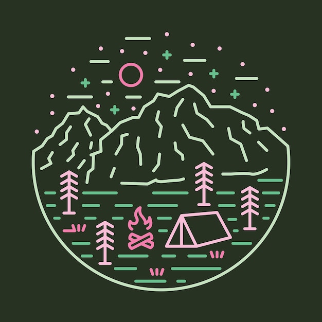 Camping Dans La Bonne Nature La Nuit Illustration Graphique Vector Art Tshirt Design