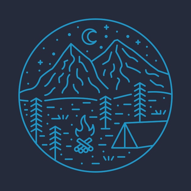 Camping Dans La Nature La Nuit Illustration Graphique Vector Art Tshirt Design