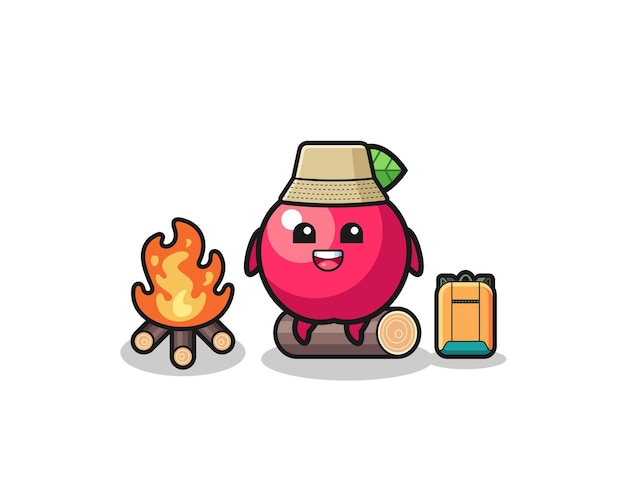 Camping Illustration Du Dessin Animé Pomme, Design Mignon