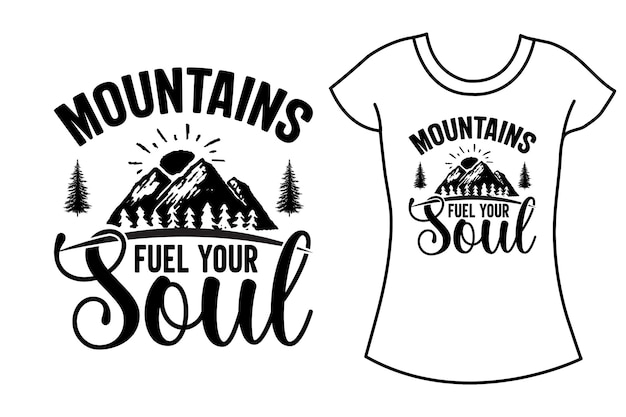 Vecteur camping montagne svg artisanat typographie t-shirt design. chemise svg.