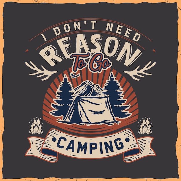 Vecteur camping nature sauvage montagnes forêt meilleure illustration affiche t-shirt design vecteur