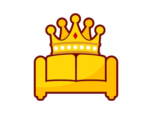 Vecteur canapé avec couronne royale sur le dessus