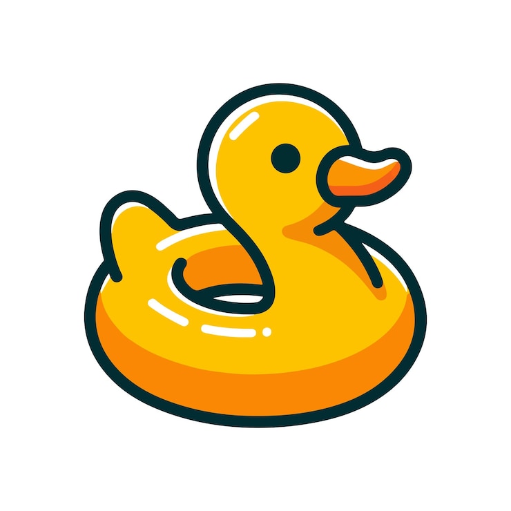 Vecteur un canard en caoutchouc nageant, un personnage de dessin animé