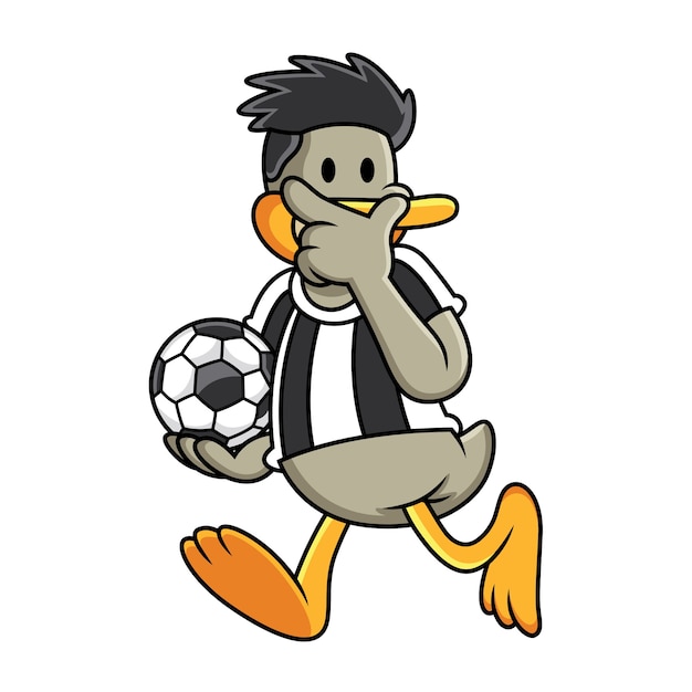 Canard De Dessin Animé Jouant Au Football