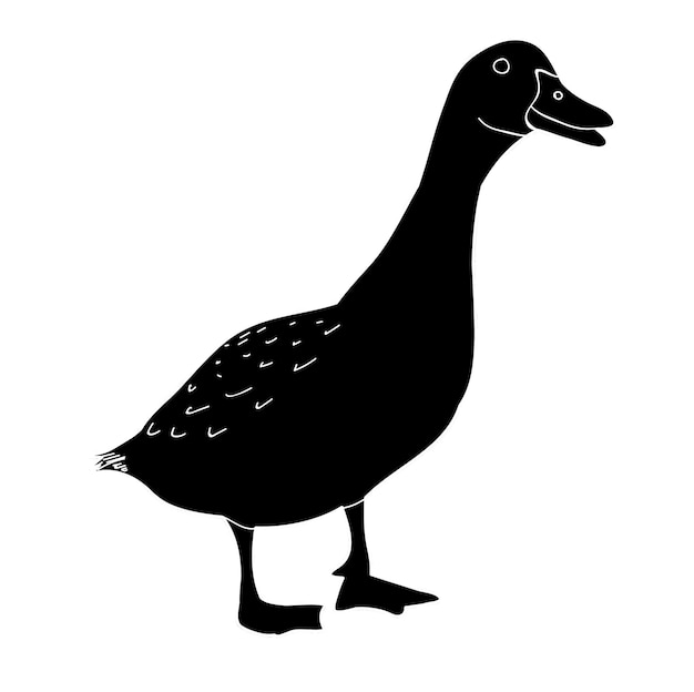 Un Canard D'oie Silhouette Fond Blanc