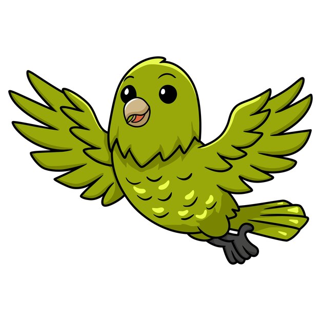 Un Canari Vert Mignon Qui Vole En Dessin Animé