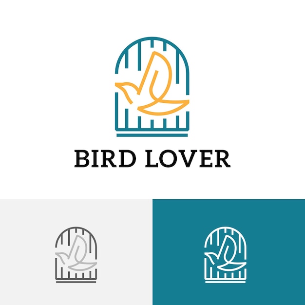 Canary Bird Lover Community Abstract Line Cage Logo