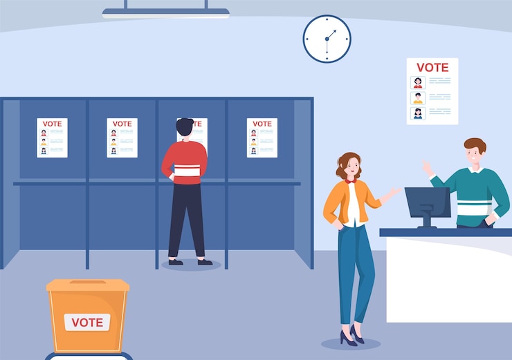 Vecteur candidat politique cartoon illustration dessinée à la main avec le concept de débats et les votes