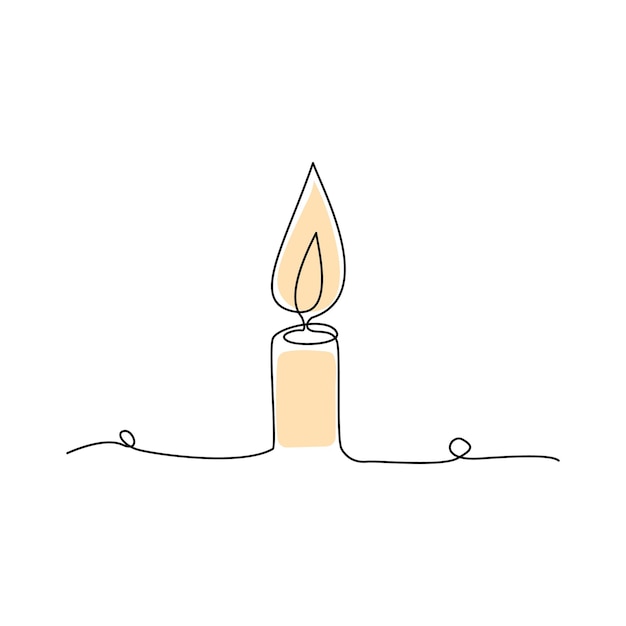 Candle Simple Continu Une Ligne Hors Ligne Dessin D'art Vectoriel Et Conception De Tatouage