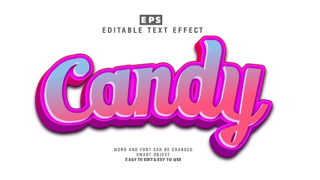 Candy 3d vecteur d'effet de texte modifiable avec fond