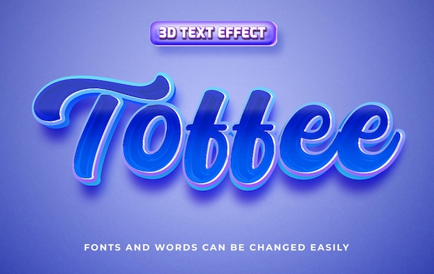 Vecteur candy toffee style d'effet de texte modifiable en 3d