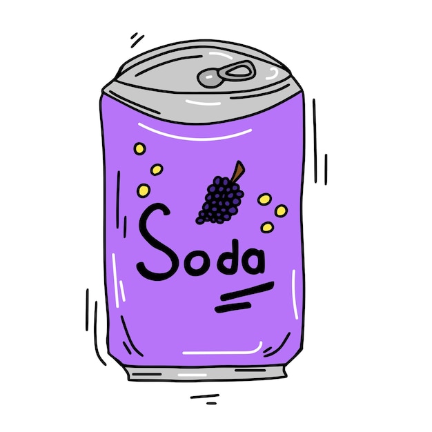 Canette de soda Doodle dessin animé coloré