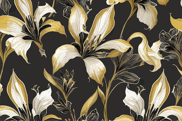 Vecteur canna lily magnifique motif floral sans couture illustration vectorielle de fleur