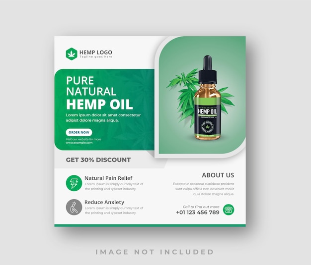 Cannabis CBD Oil Chanvre Produit Promotion de la vente Publication sur les médias sociaux ou Modèle de bannière Web