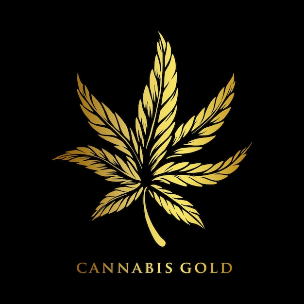 Vecteur cannabis gold premium logo entreprise illustrations