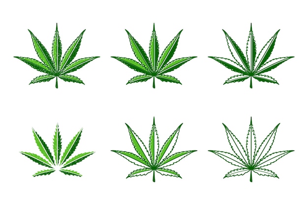 Cannabis Marijuana Chanvre Pot Feuille Silhouettes Logo Vector