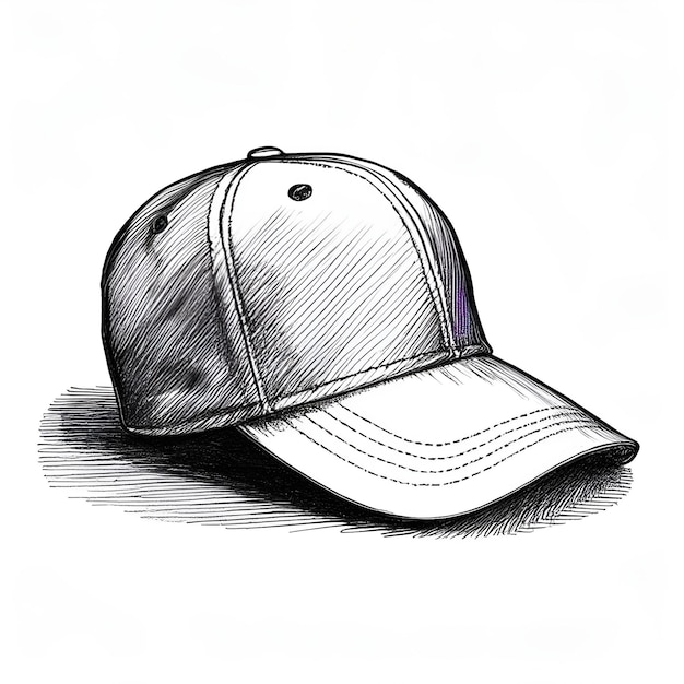 Vecteur cap vecteur dessin de croquis monochrome style de gravure monochrome noir et blanc