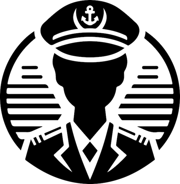 Capitaine De Navire De La Marine Icône Clipart Vecteur Silhouette Fond Blanc 20