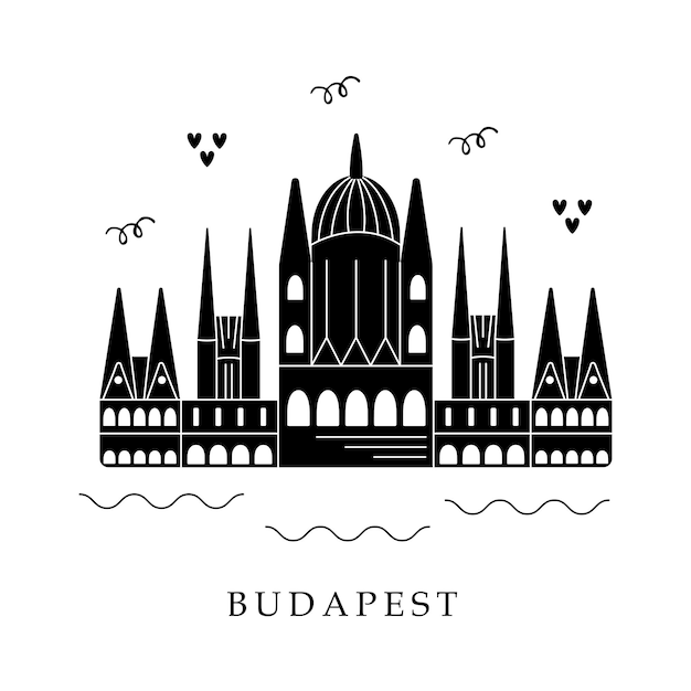 Capitales Européennes, Budapest. Illustration En Noir Et Blanc