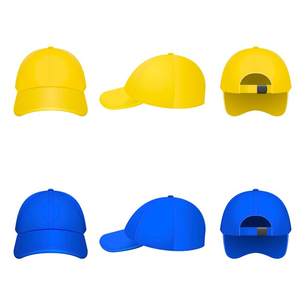 Caps jaunes et bleus