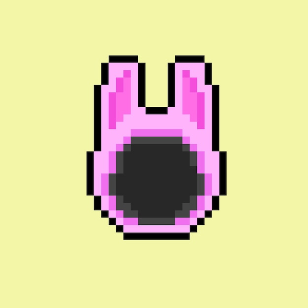 capuche de lapin rose avec un style pixel art