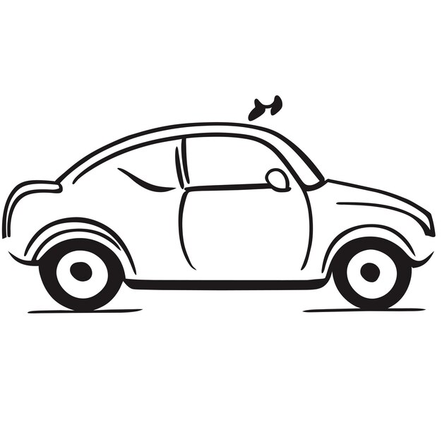 Vecteur car line art blank design imprimable dessiné à la main plat élégant autocollant de dessin animé concept d'icône isolé
