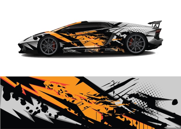 Car Wrap Graphique Abstrait De Course Pour Wrap Et Vinyle Autocollant