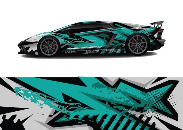 Car Wrap Graphique Abstrait De Course Pour Wrap Et Vinyle Autocollant