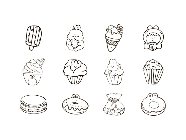 Caractère alimentaire mignon avec un style dessin animé pour les autocollants