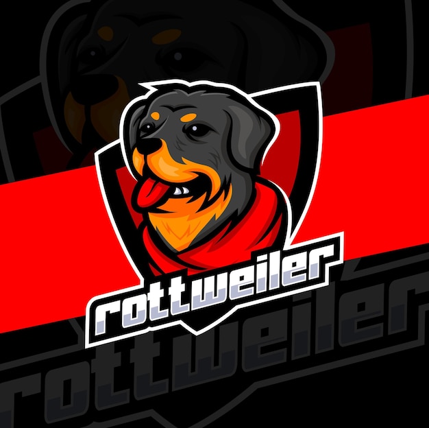 Caractère De Conception De Logo D'esport De Mascotte De Chien De Rottweiler Pour Le Logo De Jeu Et De Garde De Chien