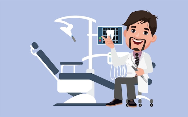 Vecteur caractère de dentiste et concept de soins dentaires