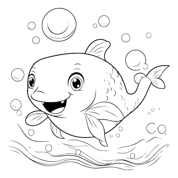 Caractère De Dessin Animé Du Mignon Petit Poisson Sous L'eau