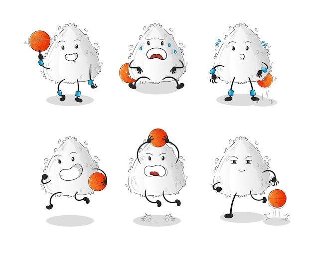 Caractère Du Groupe De Joueurs De Basket-ball Onigiri. Vecteur De Mascotte