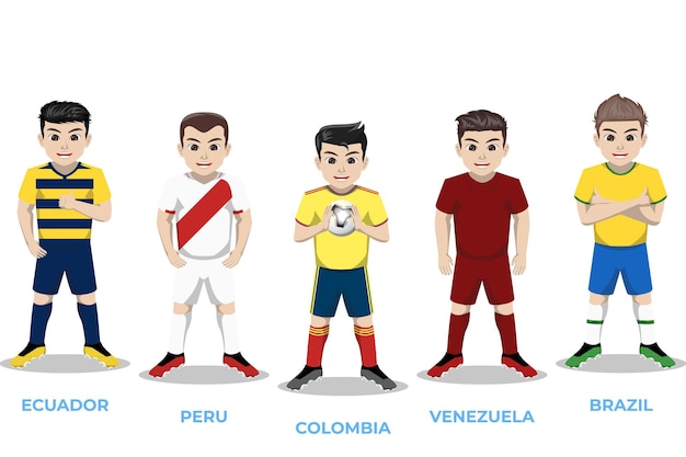 Caractère d'illustration du joueur de football pour le championnat sud-américain
