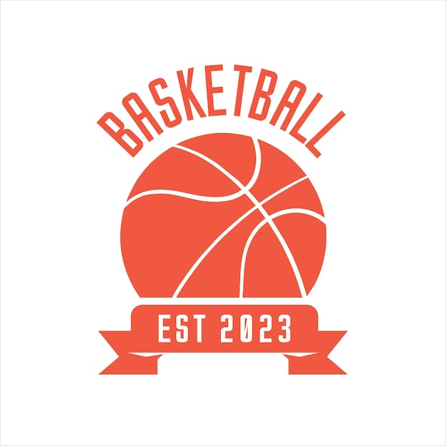 Vecteur caractère d'illustration vectorielle du logo de basket-ball élégant plat simple