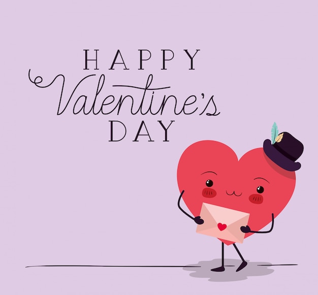 Caractère kawaii d'amour du coeur