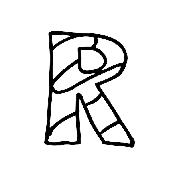 Caractère de lettre alphabet scandinave à la mode R dans le lettrage à la main ABC vectoriel