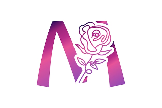 Vecteur caractère m monogramme coloré rose et violet lettres alphabétiques décoratives abc logo design