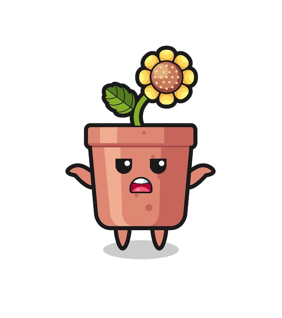 Caractère De Mascotte De Pot De Tournesol Disant Que Je Ne Sais Pas, Conception De Style Mignon Pour T-shirt, Autocollant, élément De Logo