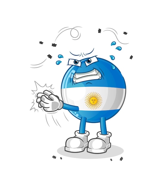 Vecteur caractère de mouche de swat de drapeau de l'argentine. vecteur de mascotte de dessin animé