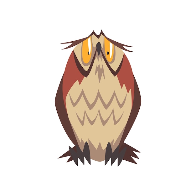 Vecteur caractère d'oiseau owl d'aigle drôle avec illustration vectorielle de plumage brun sur fond blanc