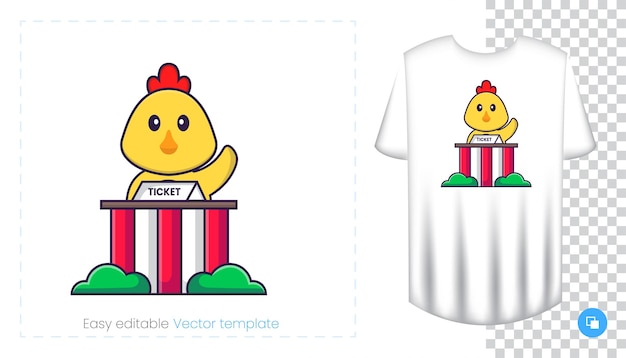 Vecteur caractère de poulet mignon. impressions sur t-shirts, sweat-shirts, étuis pour téléphones portables, souvenirs.