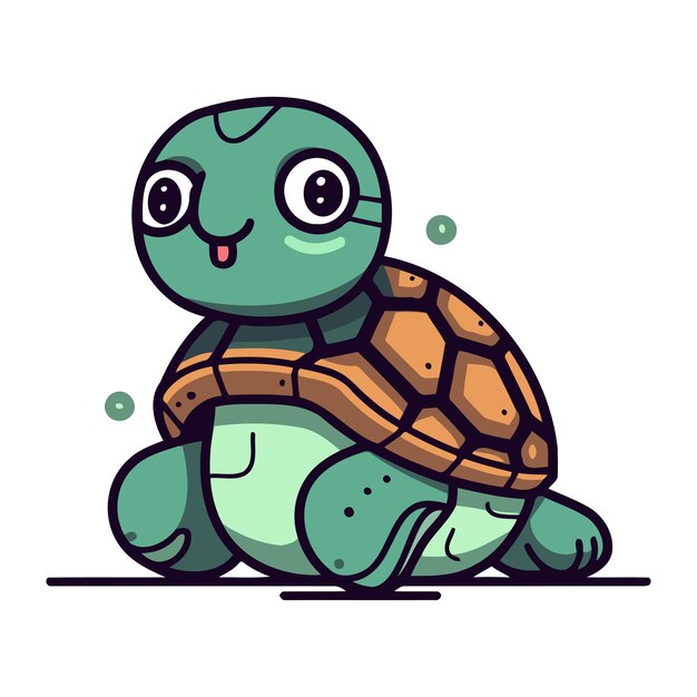 Caractère De Tortue De Dessin Animé Vector Illustration D'une Tortue Mignonne