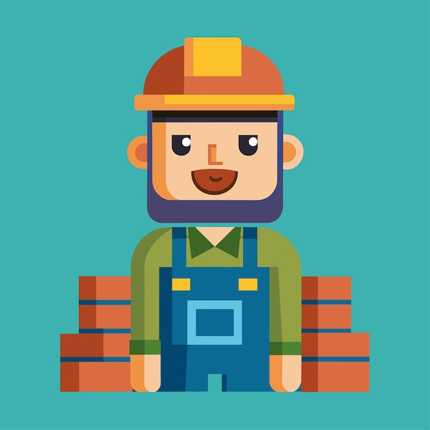 Caractère vectoriel Bricklayer dans le style plat