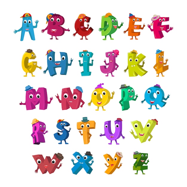 Vecteur caractères de l'alphabet drôle.