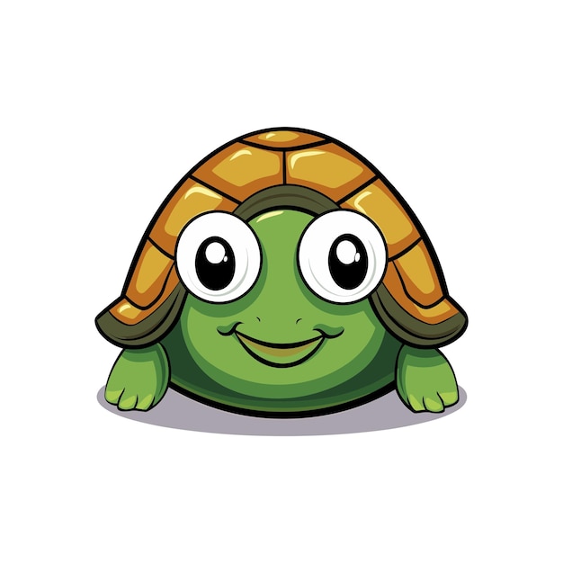 Vecteur carapace de tortue de style dessin animé avec un joli visage à l'intérieur