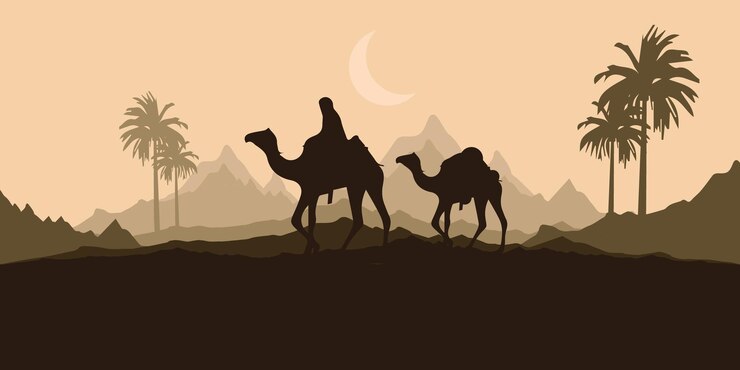 Caravane du désert de chameaux Illustration vectorielle