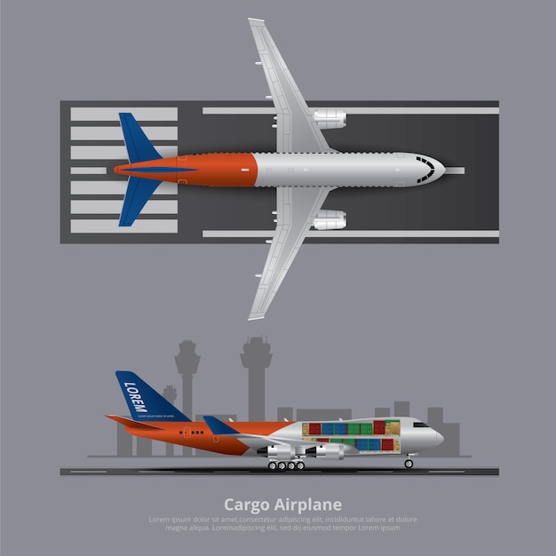 Vecteur cargo, avion, isolé, vecteur, illustration