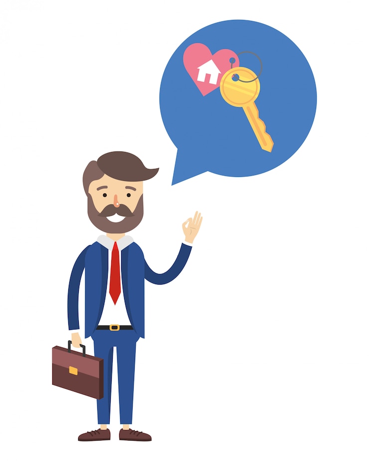 Vecteur caricature d&#39;agent immobilier