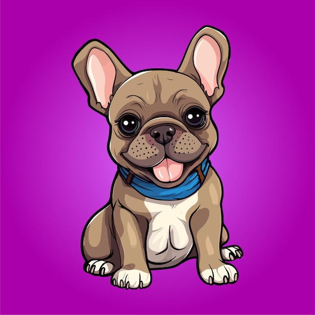 Caricature d'animal de compagnie bouledogue français femelle brune mignonne